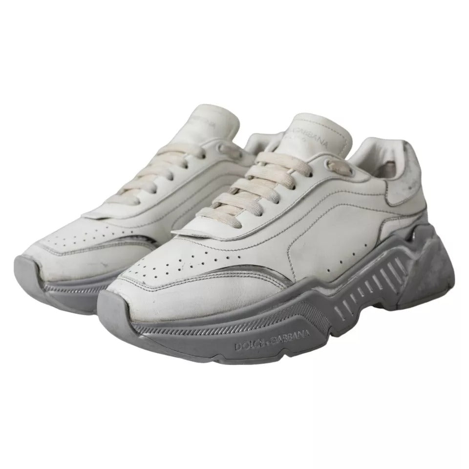Dolce &amp; Gabbana Weiß Silber Daymaster Low Top Sneakers Schuhe