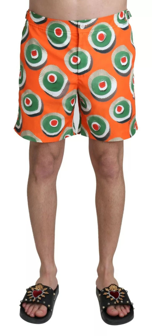 Dolce &amp; Gabbana Orange Cupcake Beachwear Shorts Bademode