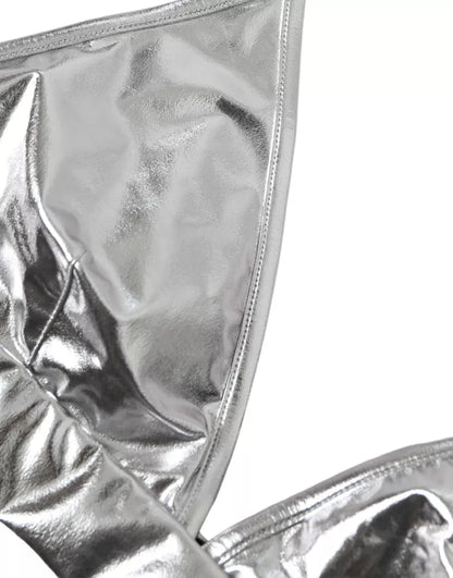 Dolce &amp; Gabbana, silbernes, ärmelloses Bustier-Crop-Top aus Polyester