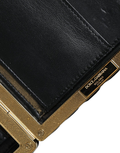 Dolce &amp; Gabbana Bordeaux Schwarz Samt Gold Rahmen Clutch Abend Handtasche