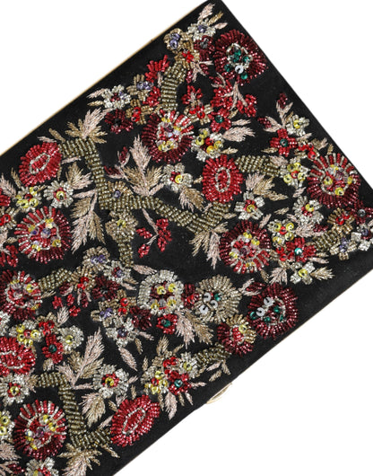 Dolce &amp; Gabbana – Clutch mit mehrfarbigem Blumenmuster und goldenem Rahmen, Abendtasche