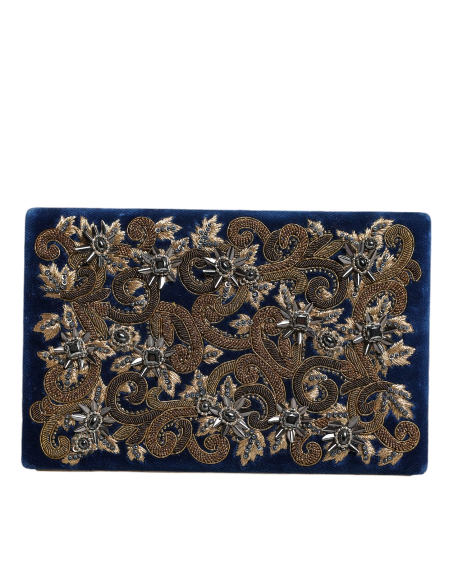 Dolce &amp; Gabbana Blauer Samt Goldrahmen Clutch Abend Party Handtasche Tasche