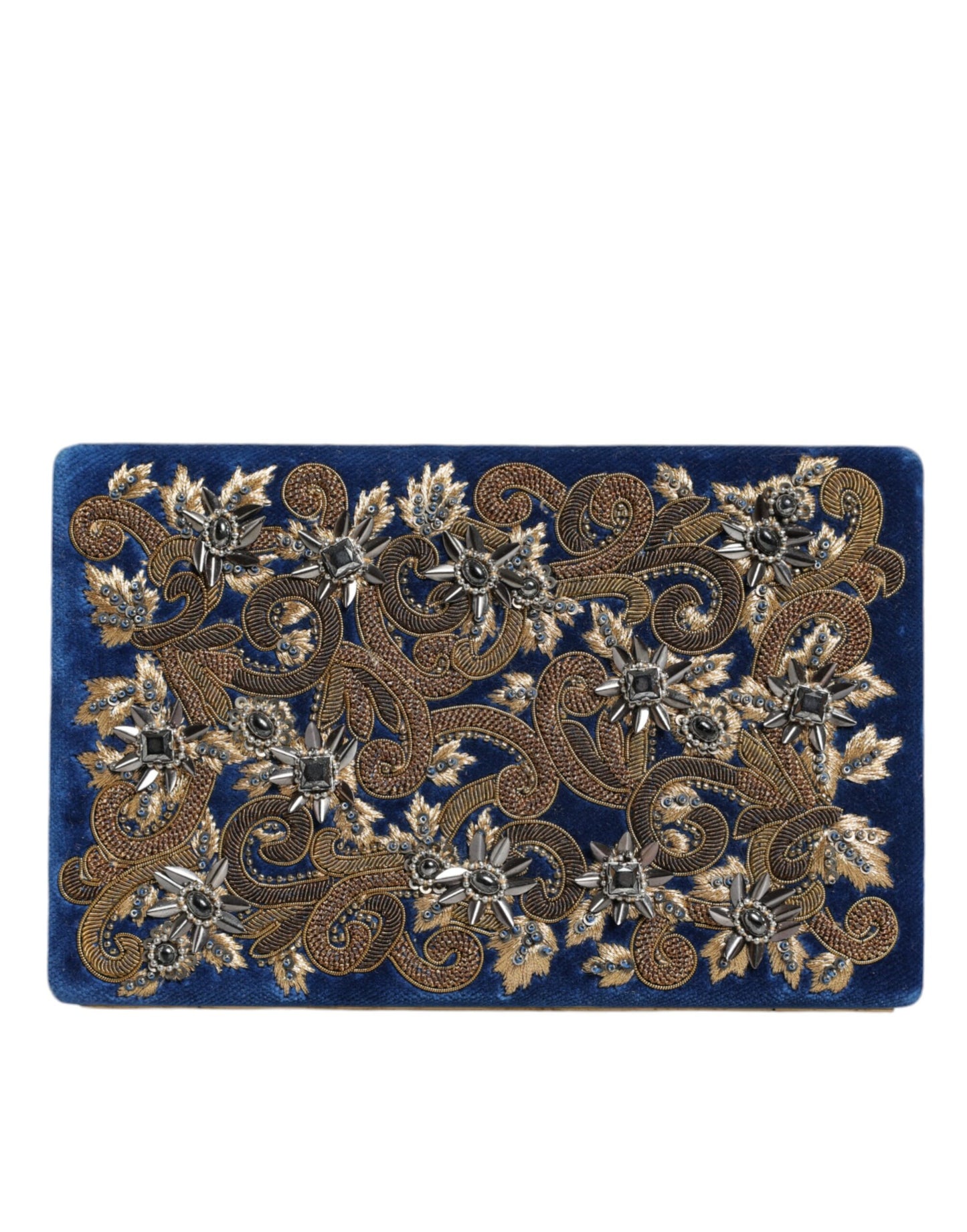Dolce &amp; Gabbana Blauer Samt Goldrahmen Clutch Abend Party Handtasche Tasche