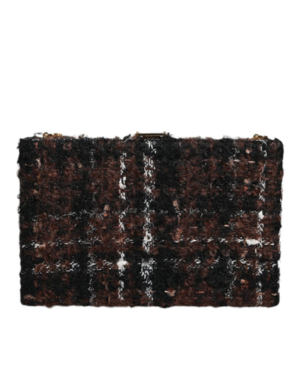 Dolce &amp; Gabbana Mehrfarbige Clutch aus Tweed mit Blumenmuster, Abendtasche, Umhängetasche