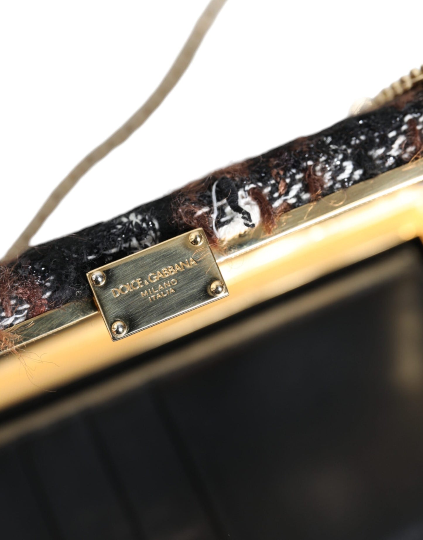 Dolce &amp; Gabbana Mehrfarbige Clutch aus Tweed mit Blumenmuster, Abendtasche, Umhängetasche