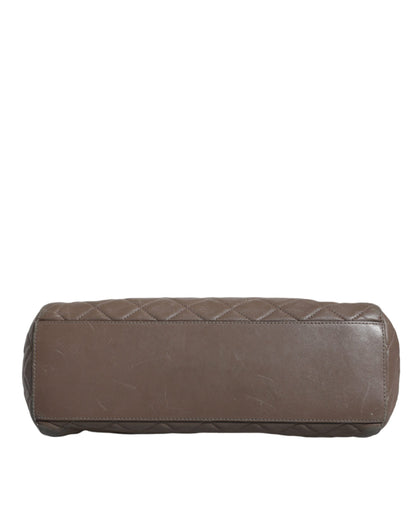 Dolce &amp; Gabbana – Umhängetasche aus gestepptem Leder in Braun