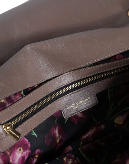 Dolce &amp; Gabbana – Umhängetasche aus gestepptem Leder in Braun