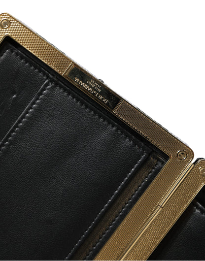 Dolce &amp; Gabbana Schwarz Weiß Gold Rahmen Clutch Abend Party Handtasche Tasche