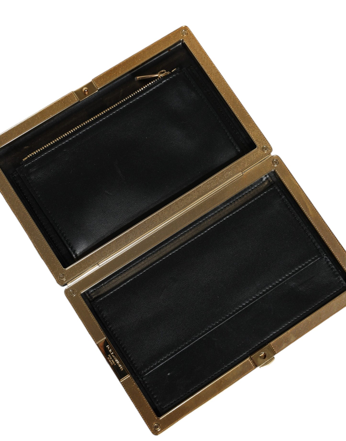 Dolce &amp; Gabbana Schwarz Weiß Gold Rahmen Clutch Abend Party Handtasche Tasche