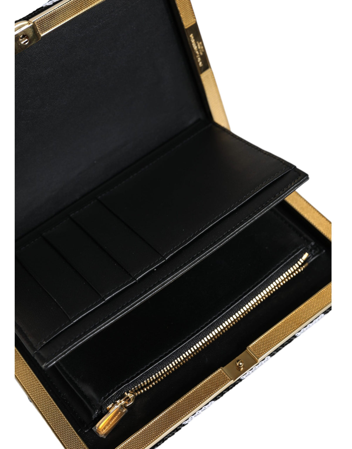 Dolce &amp; Gabbana Schwarz Weiß Gold Rahmen Clutch Abend Party Handtasche Tasche