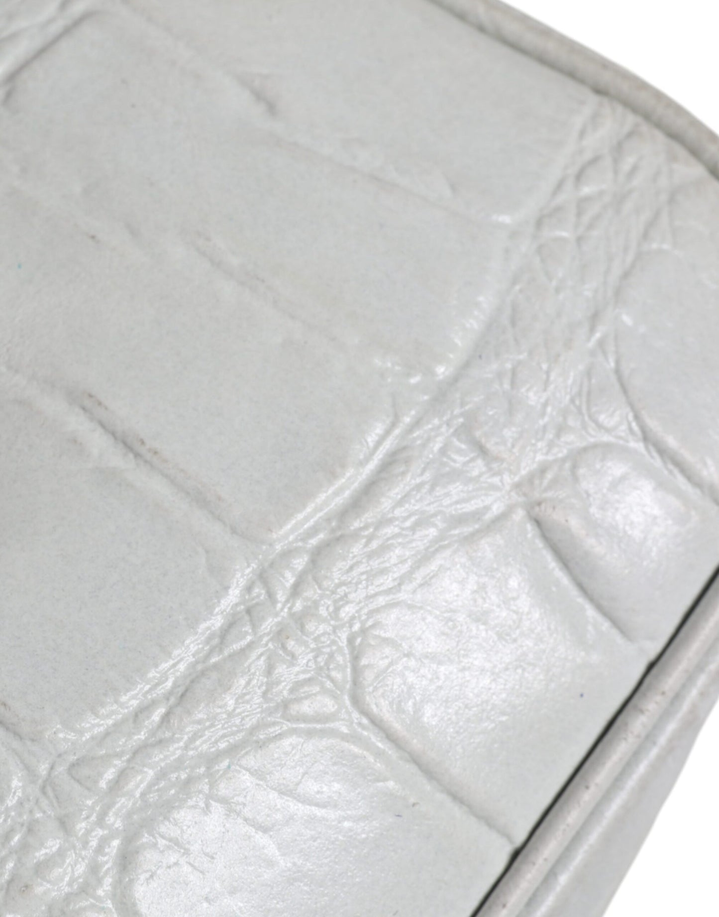 Aniye By – Umhängetasche aus weißem Leder mit Krokodilmuster