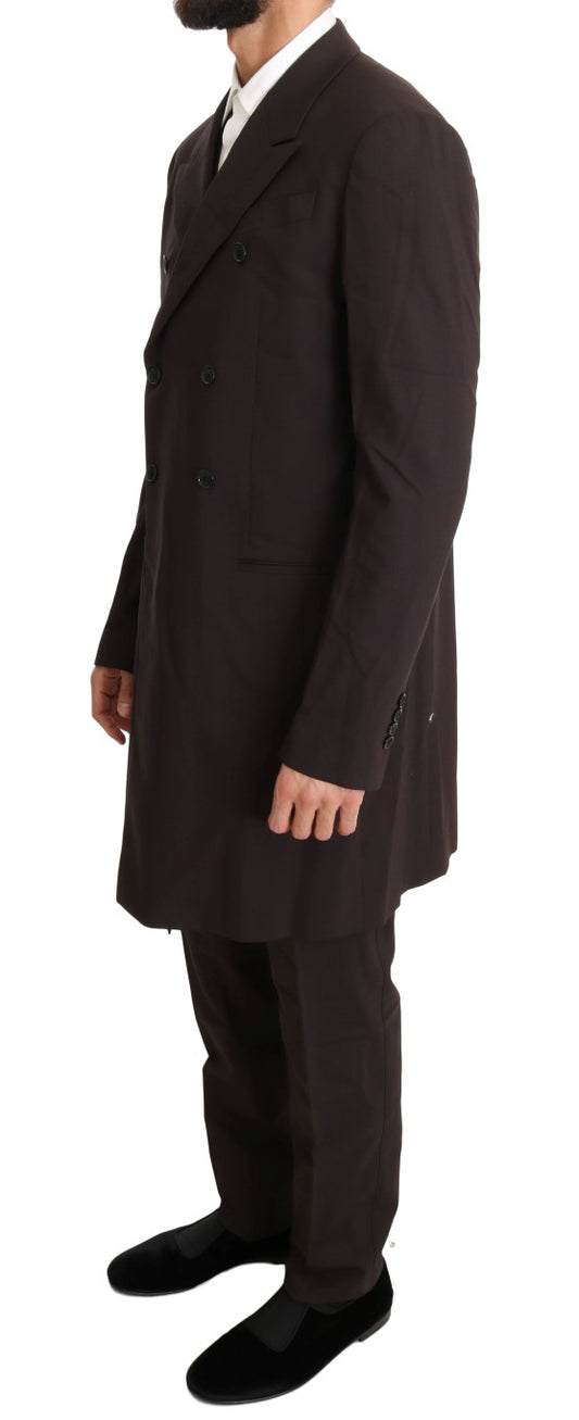 Dolce &amp; Gabbana – Langer, 3-teiliger Anzug aus Wollstretch in Bordeaux