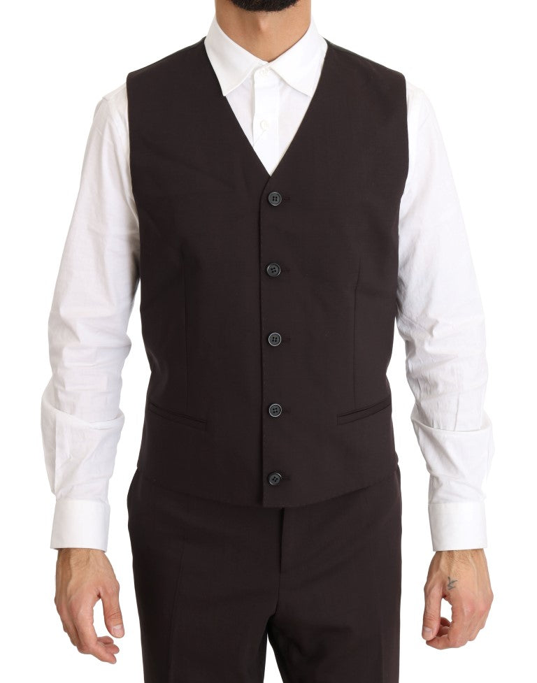 Dolce &amp; Gabbana – Langer, 3-teiliger Anzug aus Wollstretch in Bordeaux
