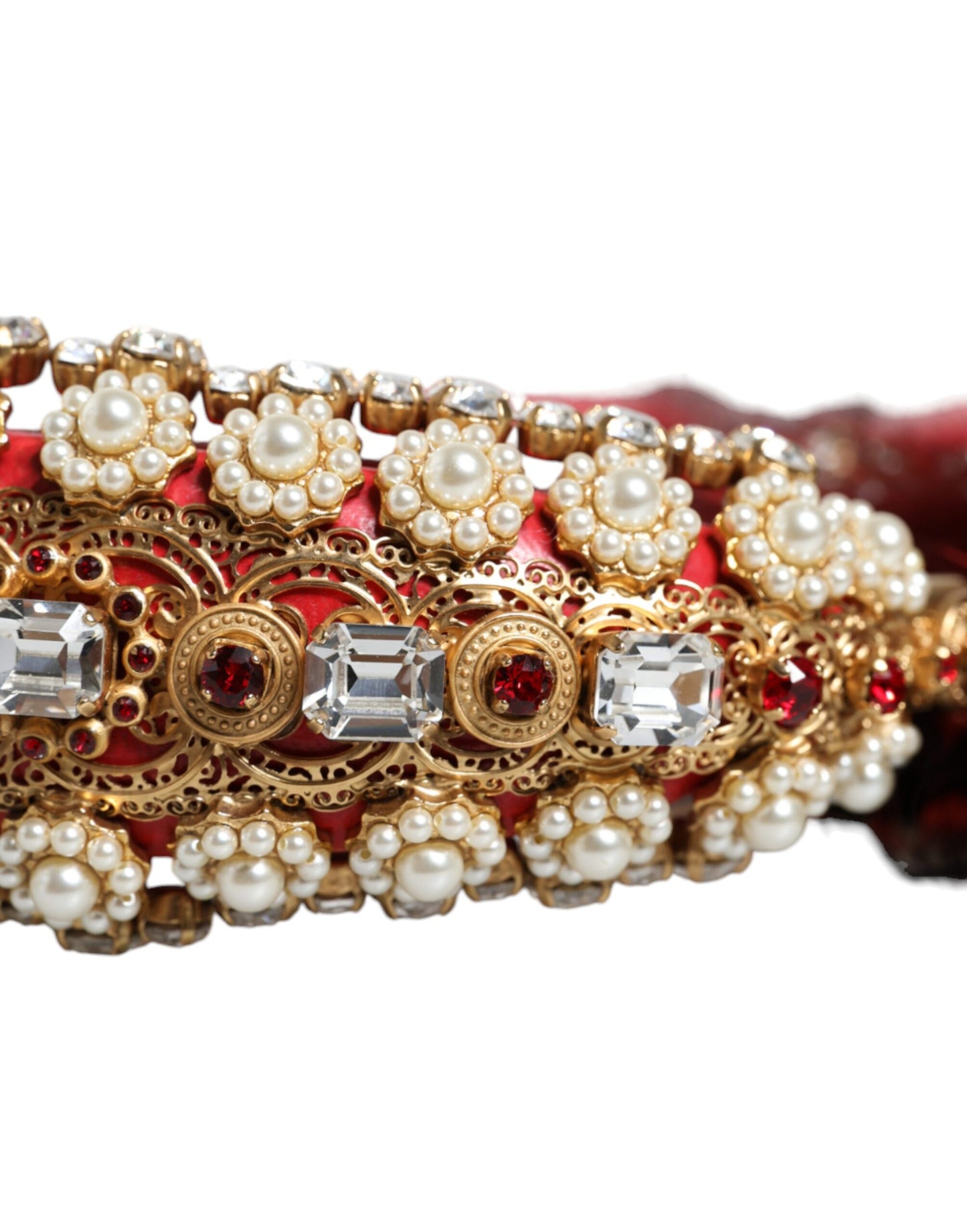 Dolce &amp; Gabbana Rotgold Kristall Pelz Headset Audio AUX Kopfhörer