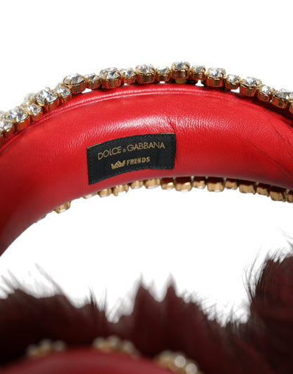 Dolce &amp; Gabbana Rotgold Kristall Pelz Headset Audio AUX Kopfhörer