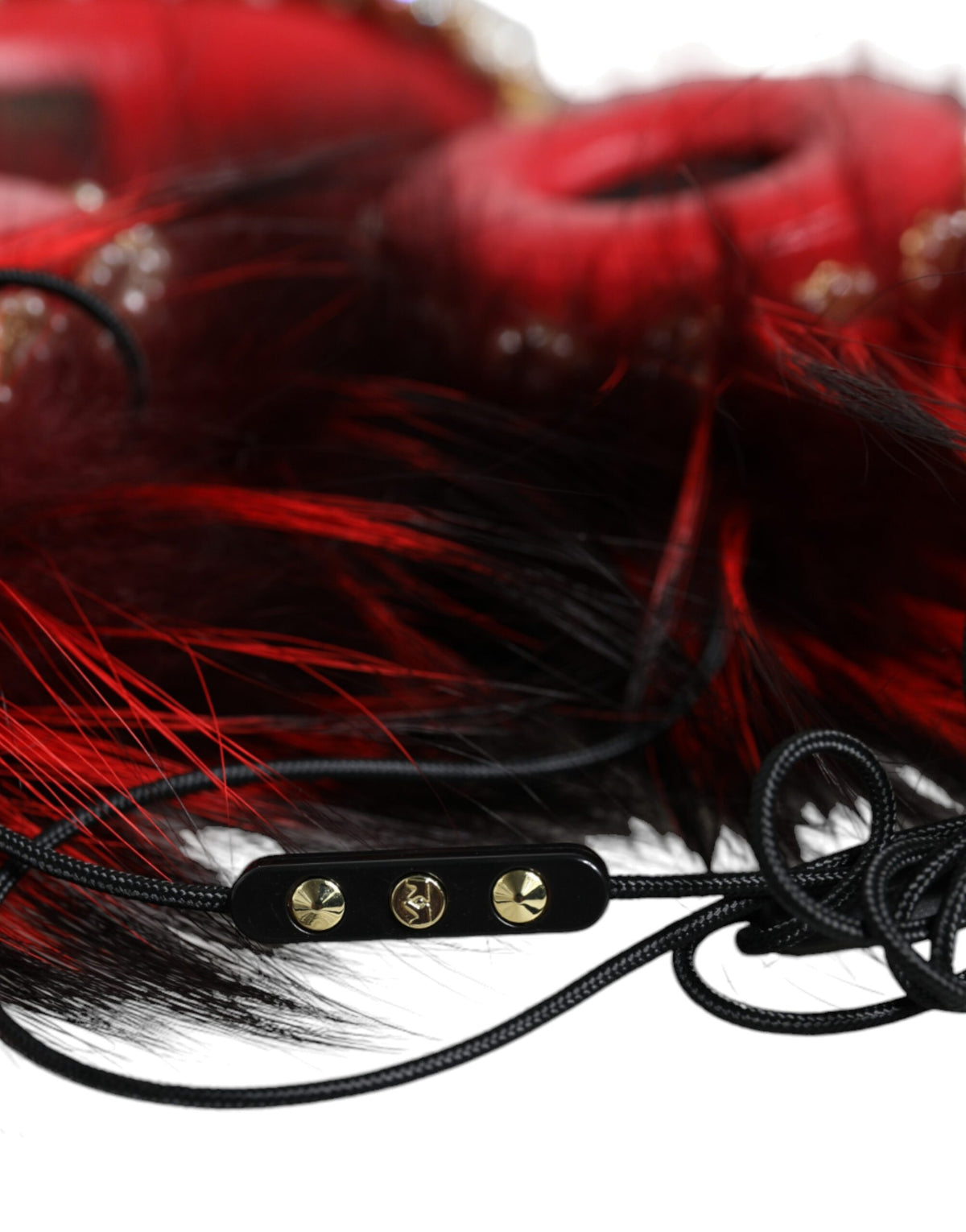 Dolce &amp; Gabbana Rotgold Kristall Pelz Headset Audio AUX Kopfhörer