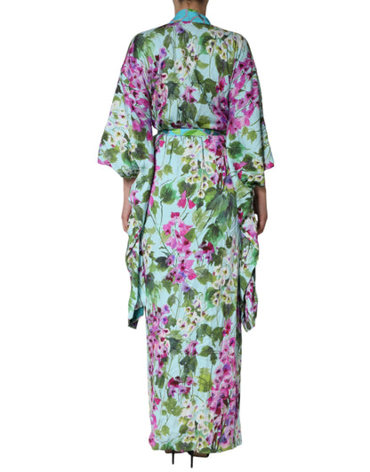 Dolce &amp; Gabbana Wickelkleid aus Stretch-Seide mit mehrfarbigem Blumenmuster