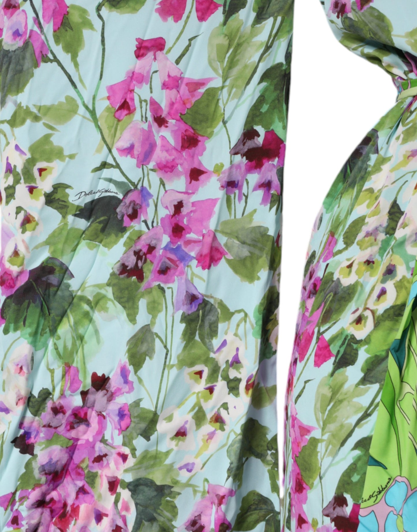 Dolce &amp; Gabbana Wickelkleid aus Stretch-Seide mit mehrfarbigem Blumenmuster