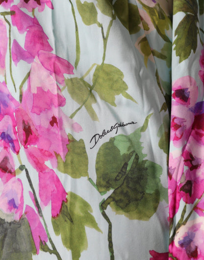 Dolce &amp; Gabbana Wickelkleid aus Stretch-Seide mit mehrfarbigem Blumenmuster