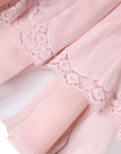 Dolce &amp; Gabbana – Trägerloses Maxikleid aus Seide in A-Linie in Rosa