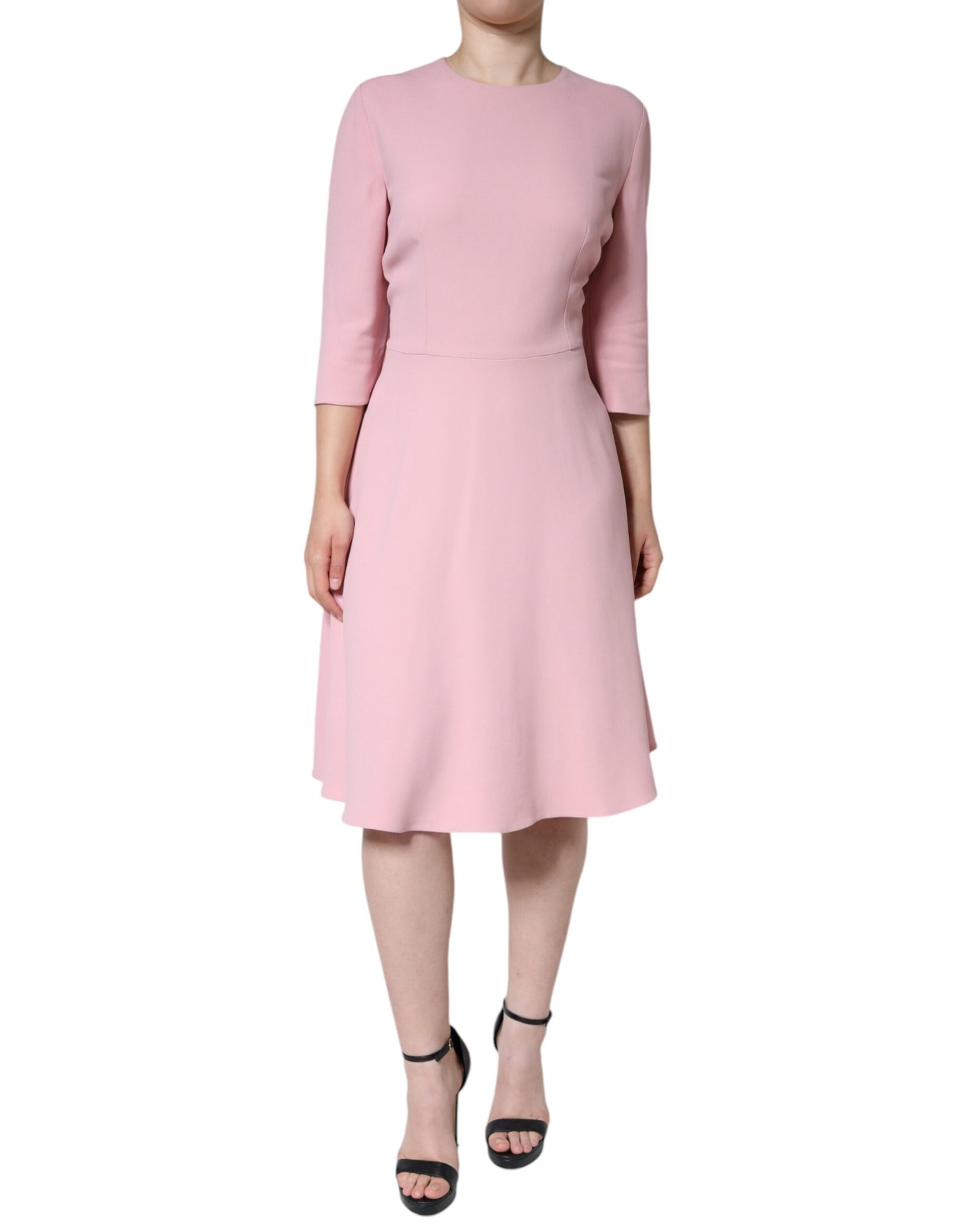 Dolce &amp; Gabbana – A-Linien-Kleid aus Viskose mit 3/4-Ärmeln in Rosa