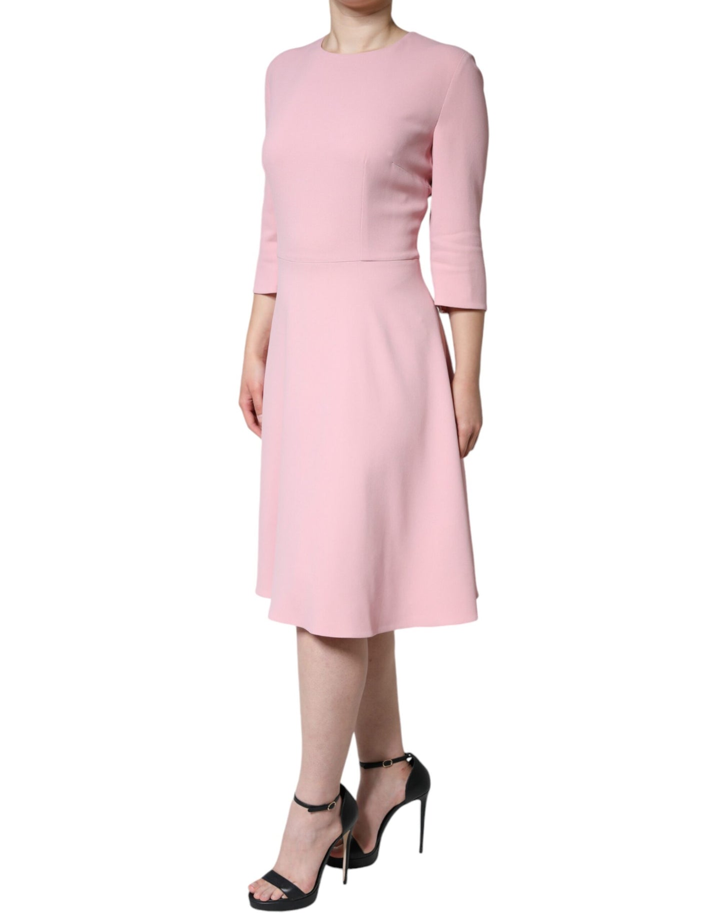 Dolce &amp; Gabbana – A-Linien-Kleid aus Viskose mit 3/4-Ärmeln in Rosa