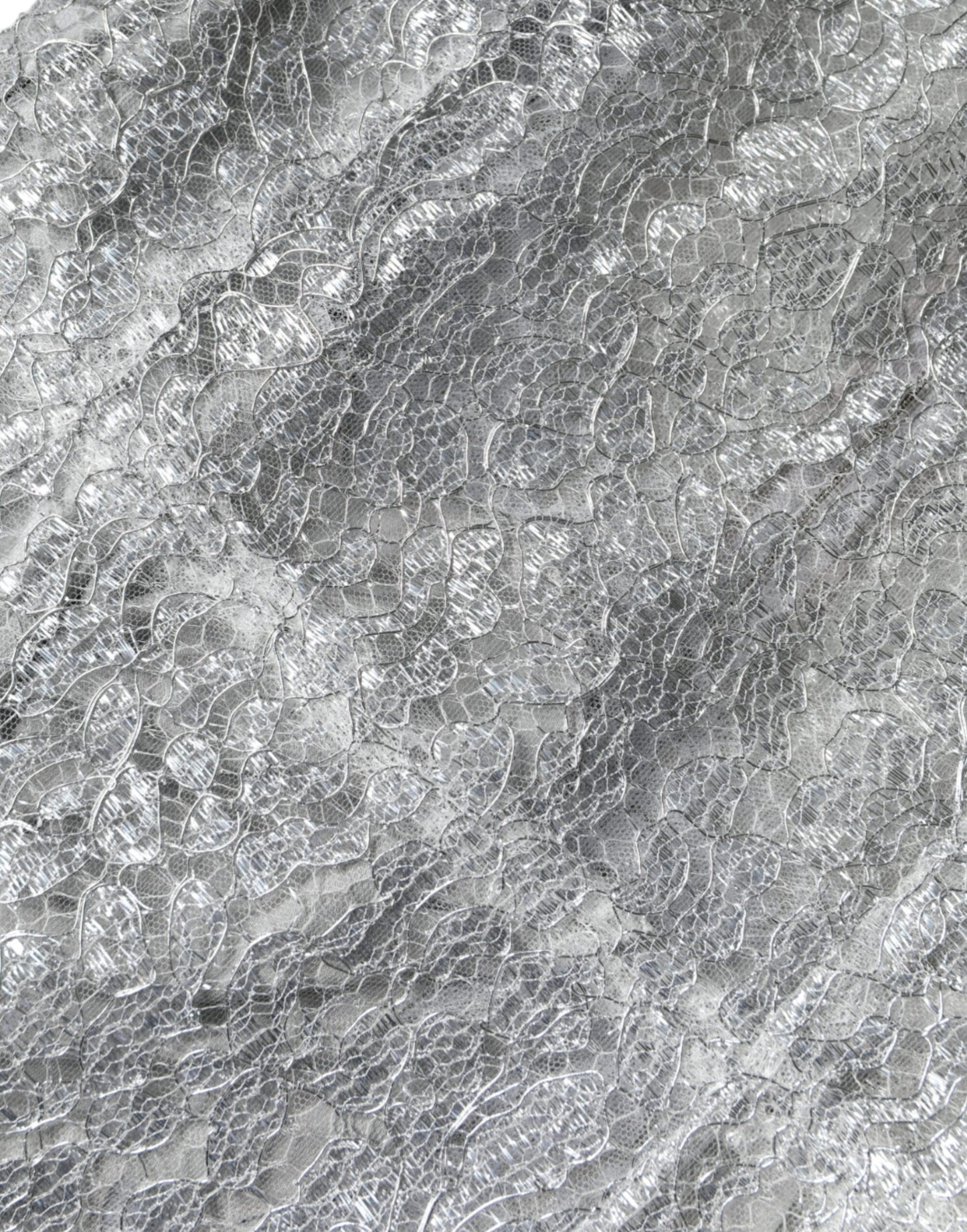 Dolce &amp; Gabbana – Figurbetontes Midi-Etuikleid mit Blumenspitze in Silber