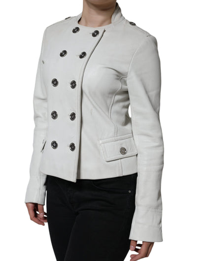 Dolce &amp; Gabbana – Weiße, zweireihige Blazer-Manteljacke
