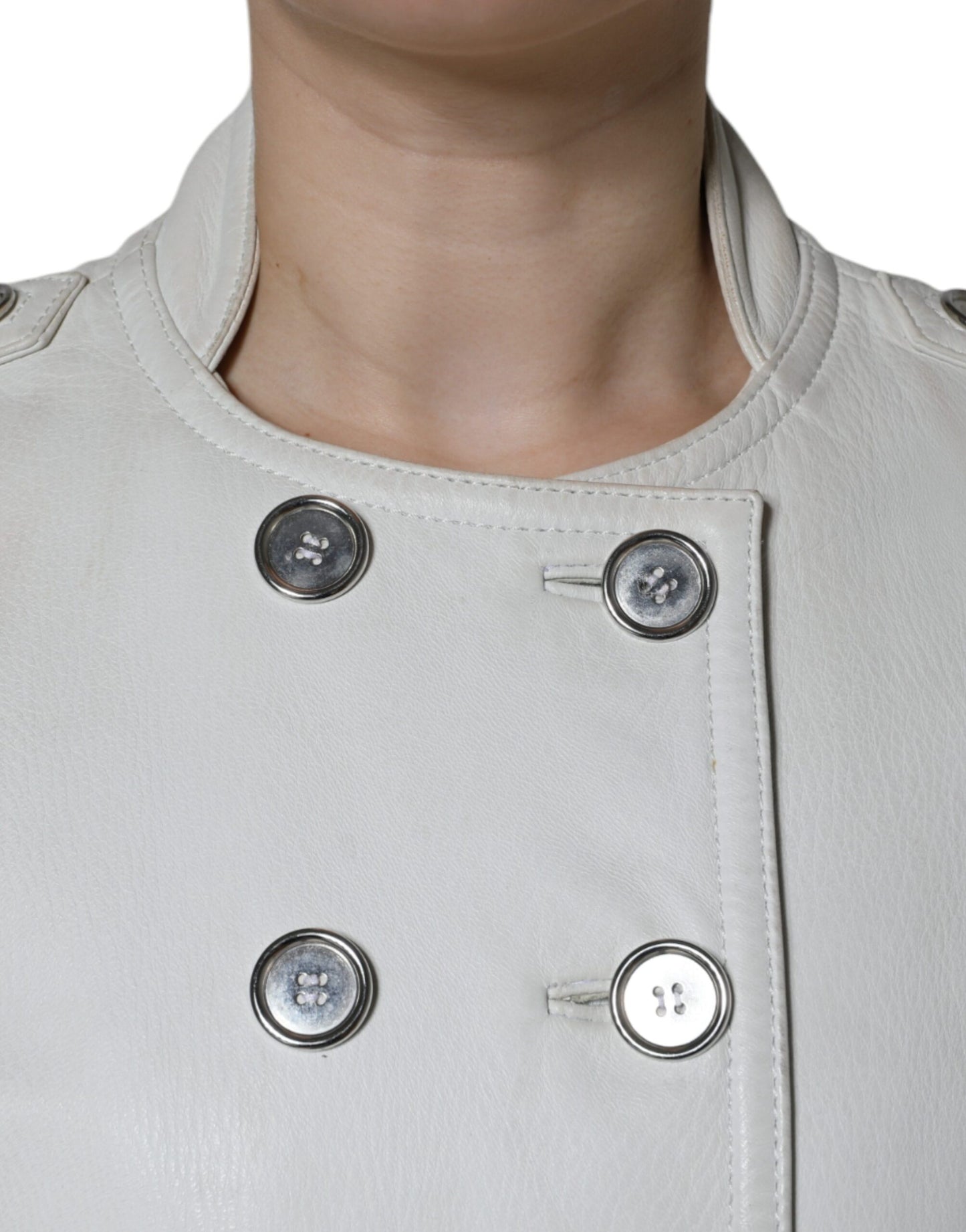 Dolce &amp; Gabbana – Weiße, zweireihige Blazer-Manteljacke