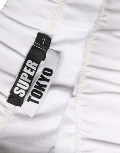 STK Weißer, knielanger Bleistiftrock aus Baumwollstretch mit hoher Taille