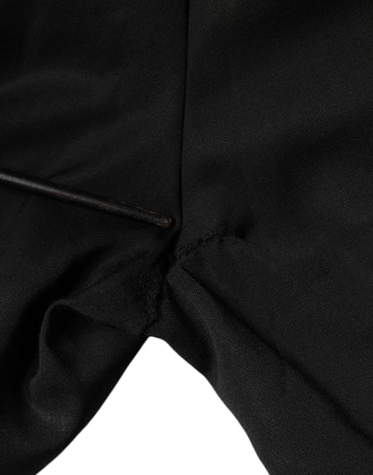 Dolce &amp; Gabbana – Schwarze, hoch taillierte, konisch zulaufende Hose aus Polyester