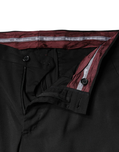 Dolce &amp; Gabbana – Schwarze, hoch taillierte, konisch zulaufende Hose aus Polyester