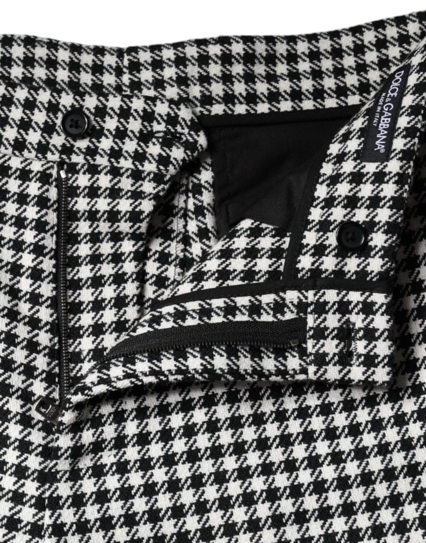 Dolce &amp; Gabbana – Kurze Hose mit weitem Bein und Hahnentrittmuster in Schwarz und Weiß