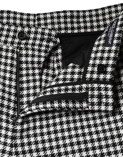 Dolce &amp; Gabbana – Kurze Hose mit weitem Bein und Hahnentrittmuster in Schwarz und Weiß
