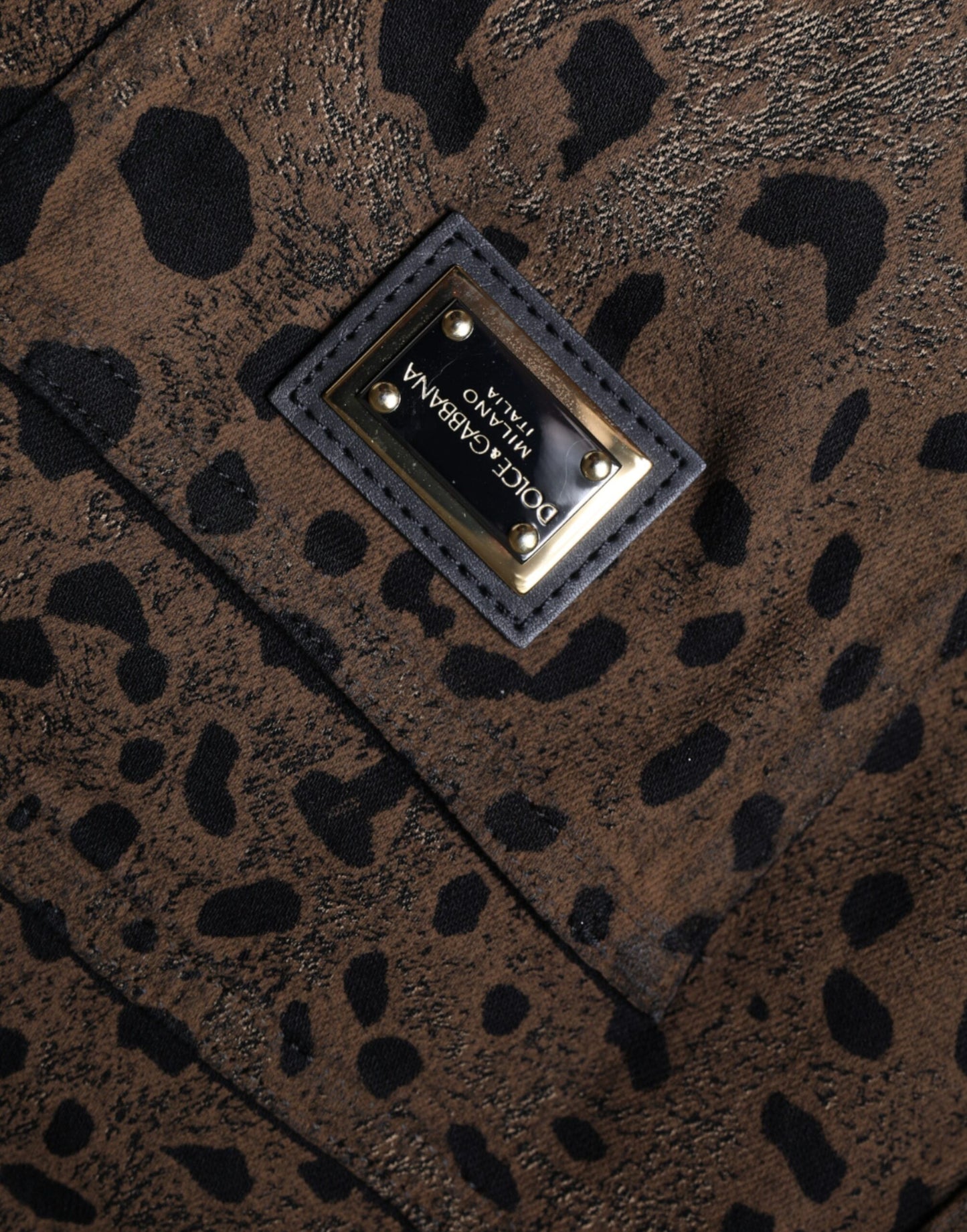 Dolce &amp; Gabbana – Enge Jeans aus Baumwolle mit Leopardenmuster in Braun