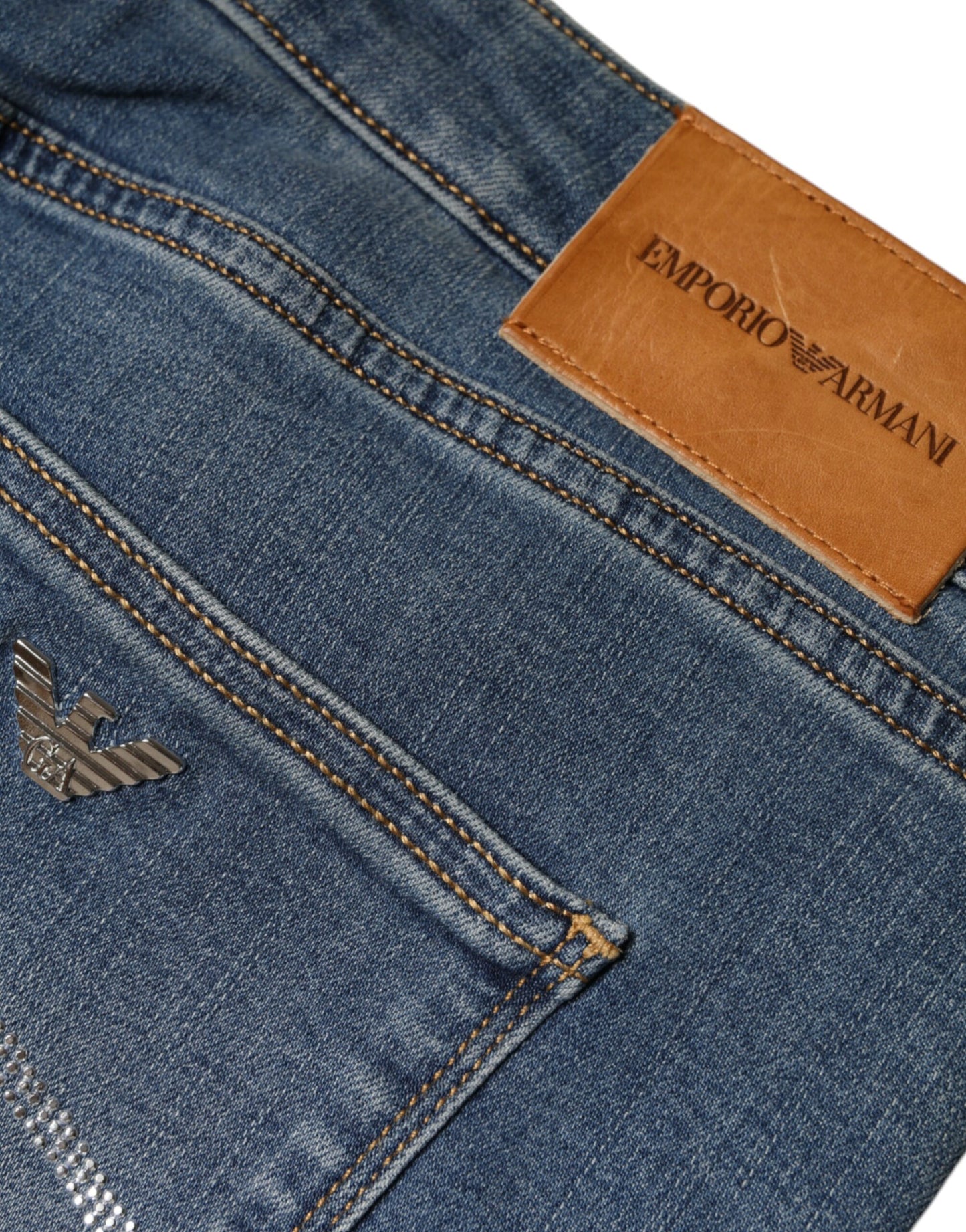 Emporio Armani – Blau verwaschene Skinny-Jeans mit hoher Taille für Damen