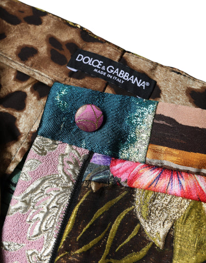 Dolce &amp; Gabbana – Mehrfarbige Patchwork-Hose aus Jacquard mit hoher Taille