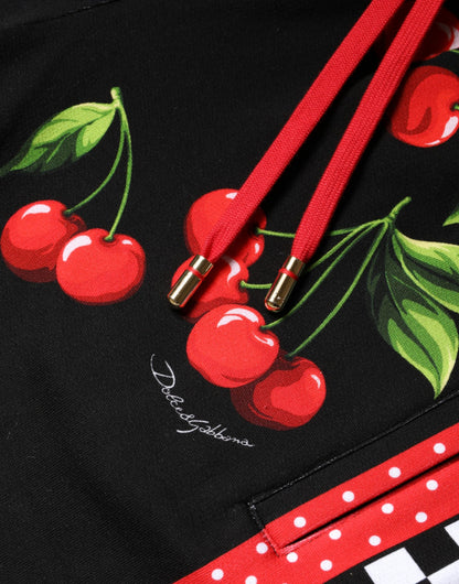 Dolce &amp; Gabbana – Jogginghose mit mittelhoher Taille in Schwarz und Rot mit Kirschen