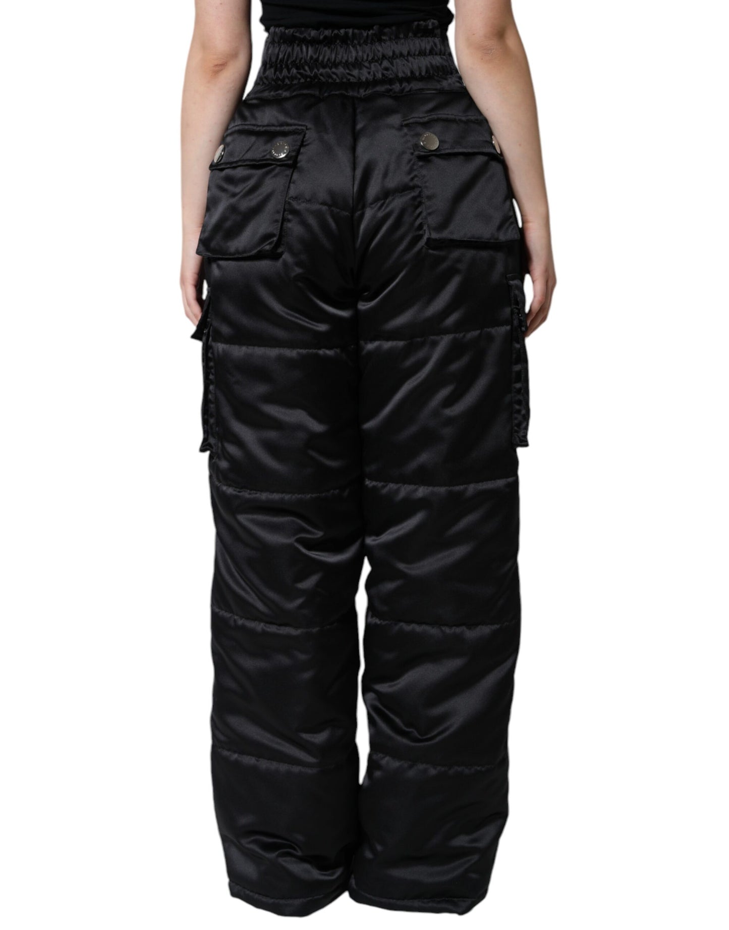 Dolce &amp; Gabbana – Schwarze, gesteppte Bootcut-Hose mit hoher Taille für Damen