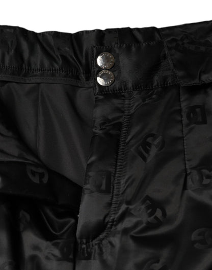 بنطلون نسائي واسع الساق من دولتشي آند غابانا، أسود، مبطن، عالي الخصر