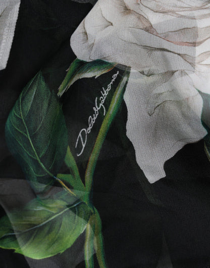 Dolce &amp; Gabbana – Schwarzes Cardigan-Bluse-Top aus Seide mit Blumendruck