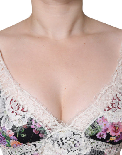 Dolce &amp; Gabbana – Schwarze Bluse mit Blumenspitze und kurzen Ärmeln