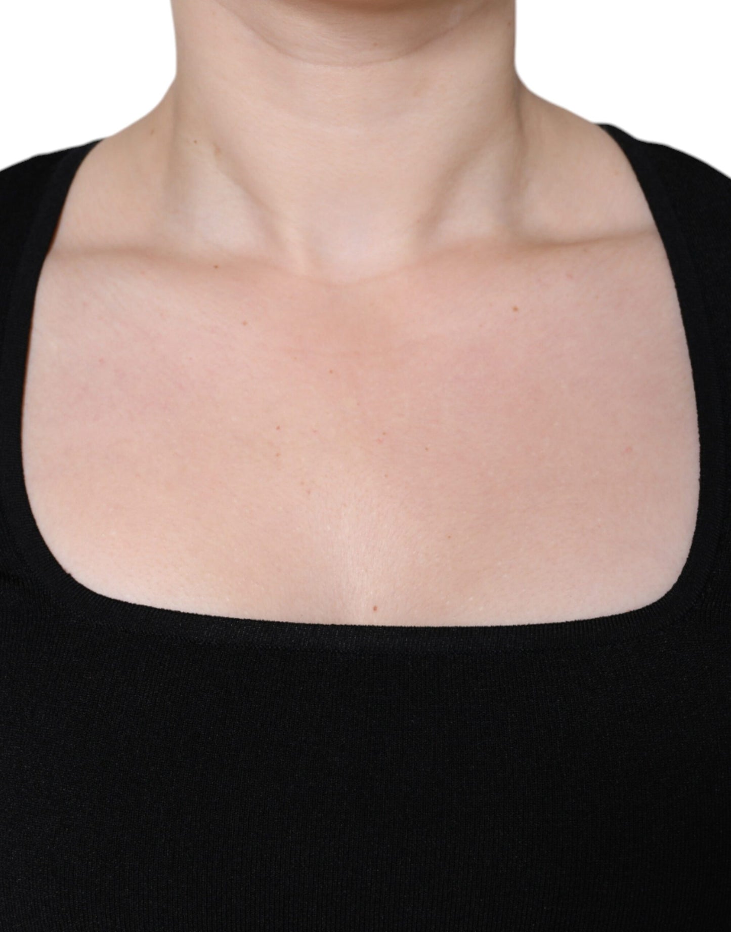 Dolce &amp; Gabbana – Schwarze Bluse mit langen Ärmeln und quadratischem Ausschnitt