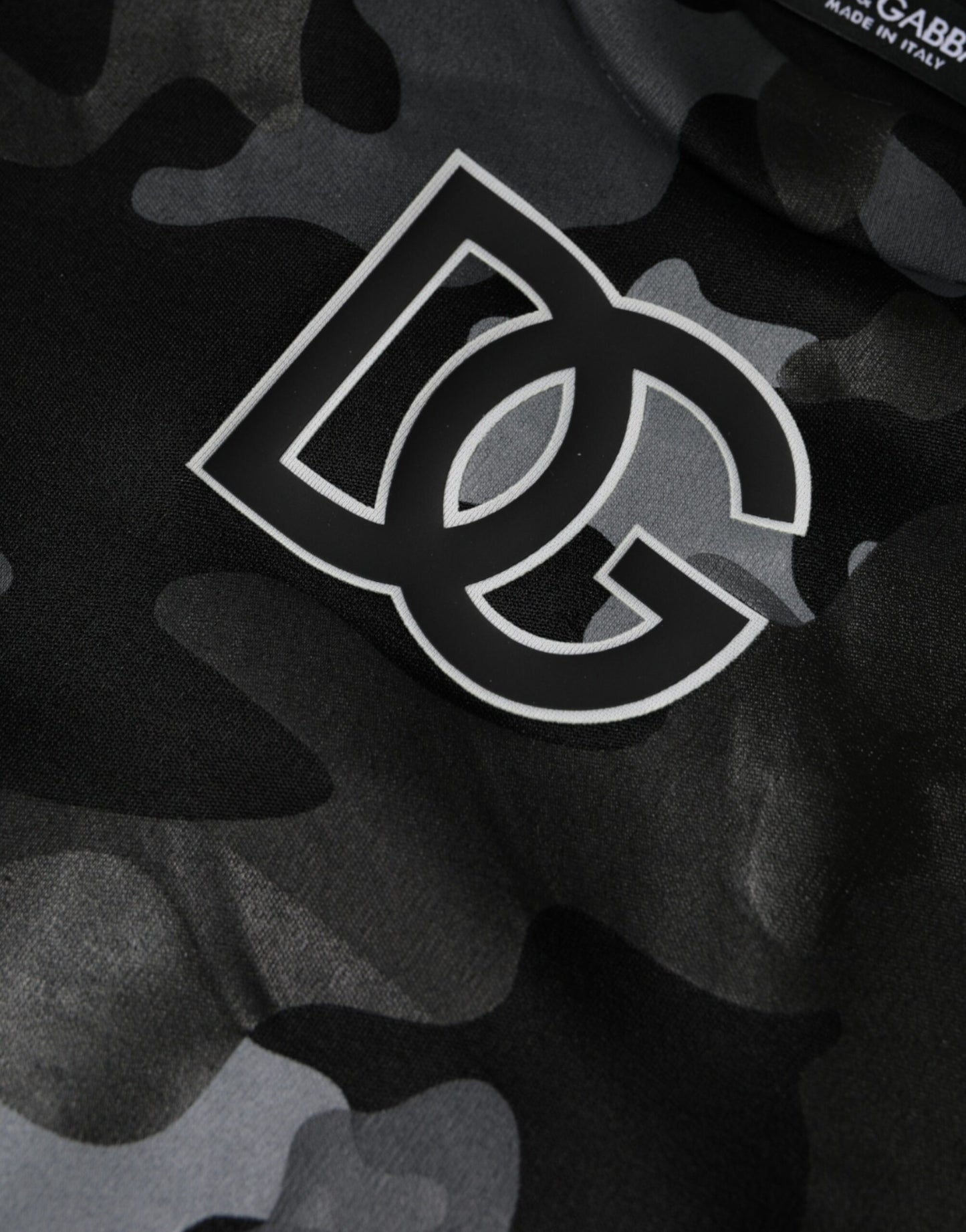 Dolce &amp; Gabbana Schwarzer Camouflage-Sweatshirtpullover mit Rundhalsausschnitt