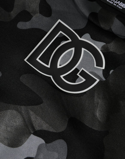 Dolce &amp; Gabbana Schwarzer Camouflage-Sweatshirtpullover mit Rundhalsausschnitt
