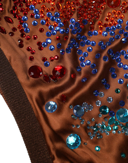 Dolce &amp; Gabbana – Braunes, ärmelloses Tanktop mit Kristallverzierung