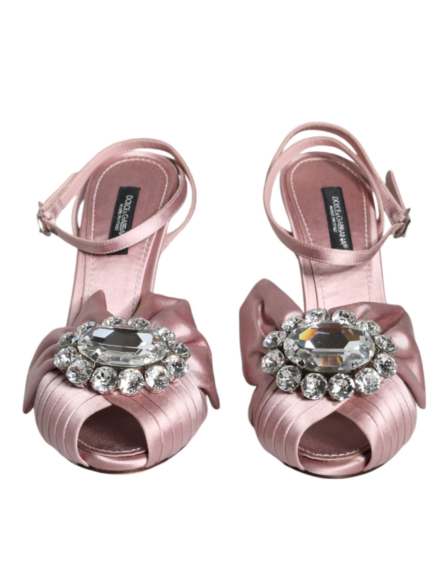 Dolce &amp; Gabbana Pink Keira Crystal Heels Sandalen Schuhe