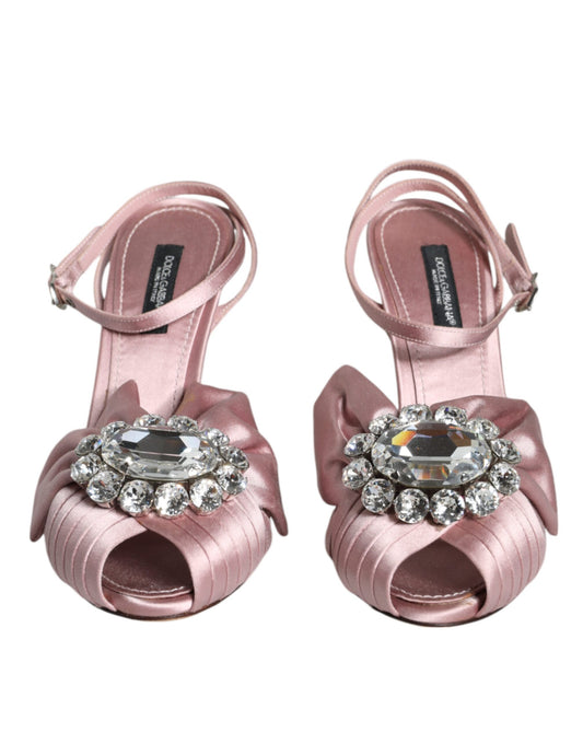 Dolce &amp; Gabbana Pink Keira Crystal Heels Sandalen Schuhe