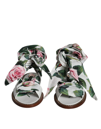Dolce &amp; Gabbana Sandalen mit mehrfarbigem Blumendruck und Knöchelriemen