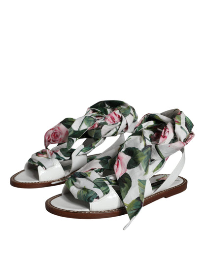 Dolce &amp; Gabbana Sandalen mit mehrfarbigem Blumendruck und Knöchelriemen